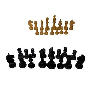 Vintage Wooden Chess Pieces Set 1" - 2.5" 1 Pawn Missing 31 Pieces